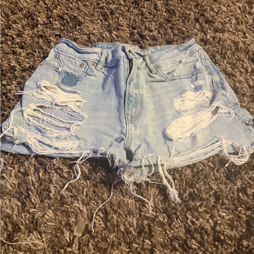 American Eagle Outfitters Ripped Light Blue Jean Shorts